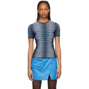 Marine Serre Blue Jacquard Moonfish Skin T-Shirt